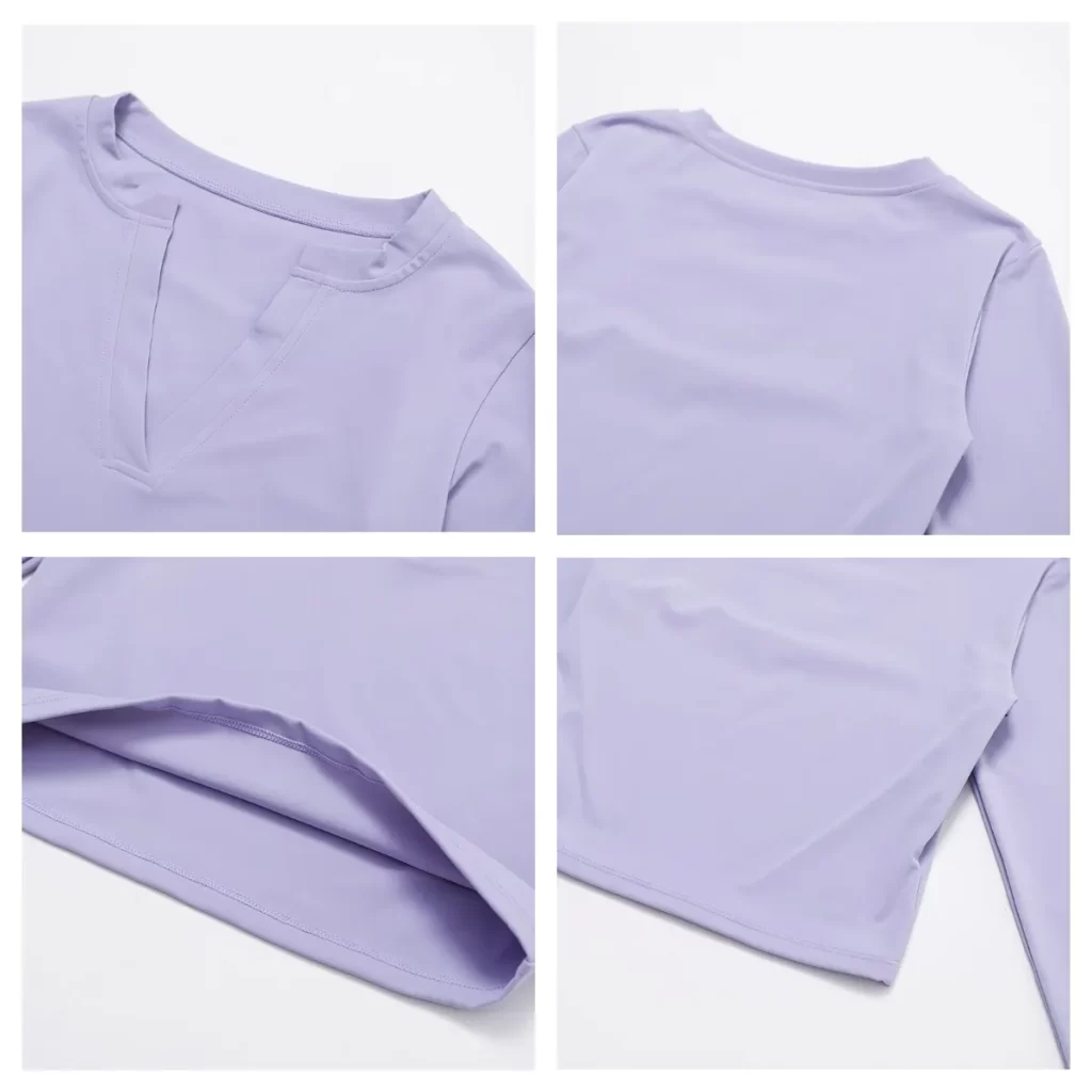 V Neck Long Sleeve Shirts for Women Yoga Crop Top custom gym apparel private label clothes