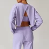 Casual Long Sleeve Shirts Hollow Back Basic Pullover Tops