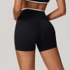 Women Gym Athletic Wear Crossover Waist Workout Shorts