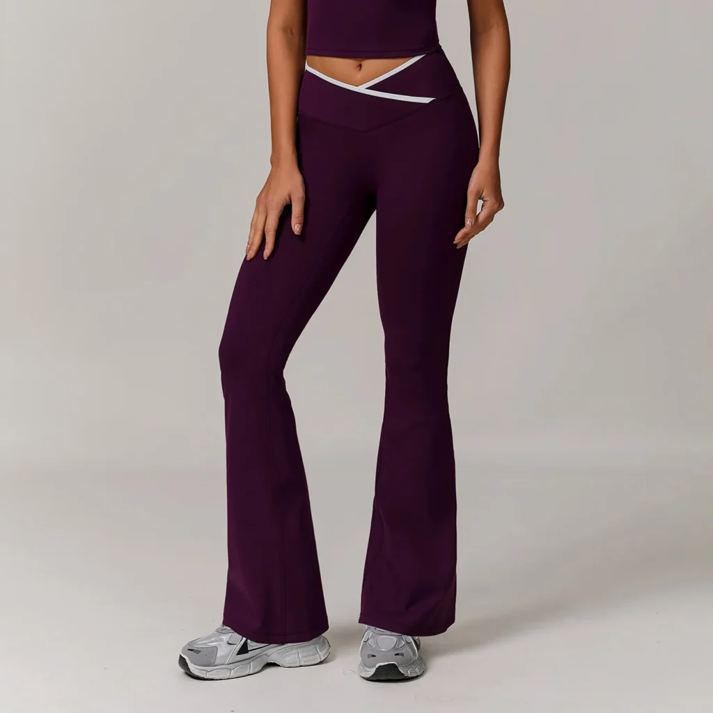 Workout Crossover V Waist Yoga Flare Leggings for Women