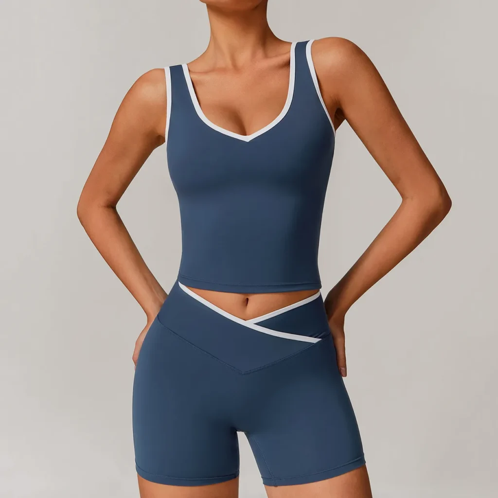 Women Athletic Tank Top Contrast Color Basic Cami Top