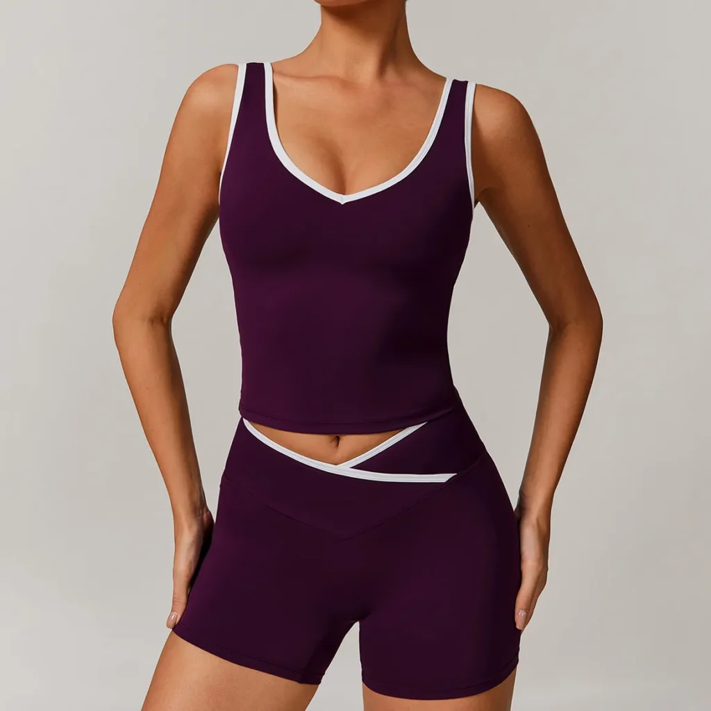 Women Athletic Tank Top Contrast Color Basic Cami Top