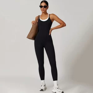 Women Workout Jumpsuit Fake Two Piece Bodysuit