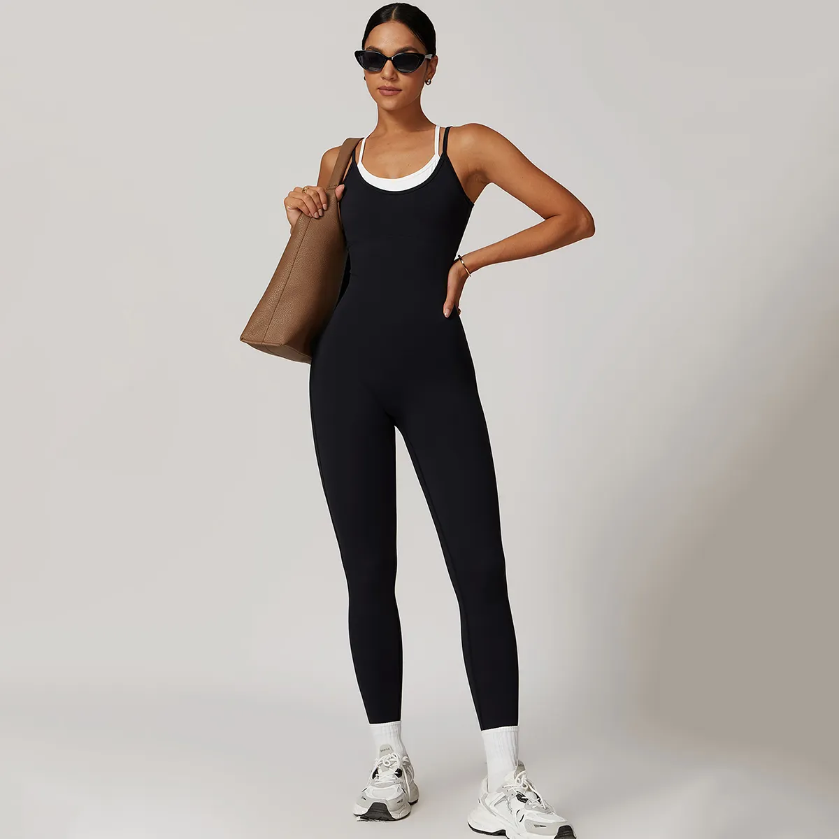 Women Workout Jumpsuit Fake Two Piece Bodysuit