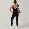 Women Workout Jumpsuit Fake Two Piece Bodysuit