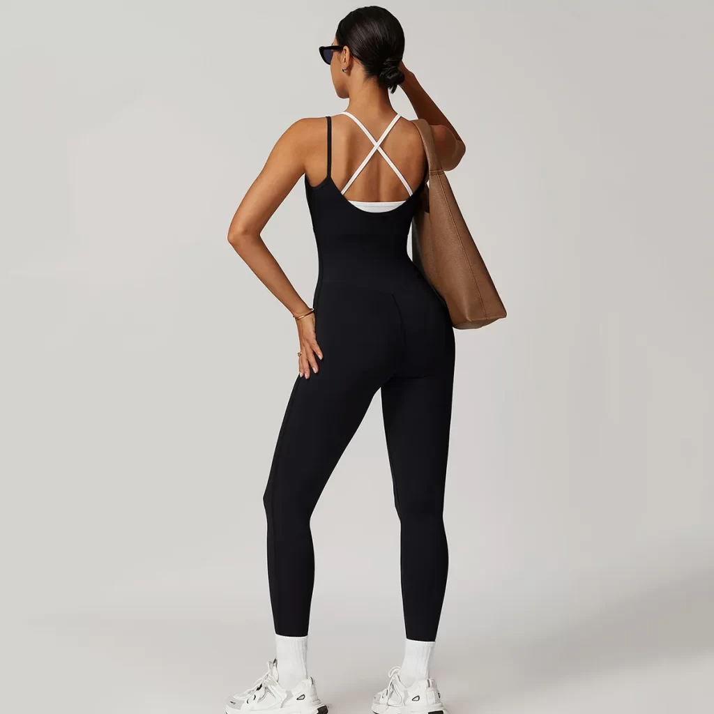 Women Workout Jumpsuit Fake Two Piece Bodysuit