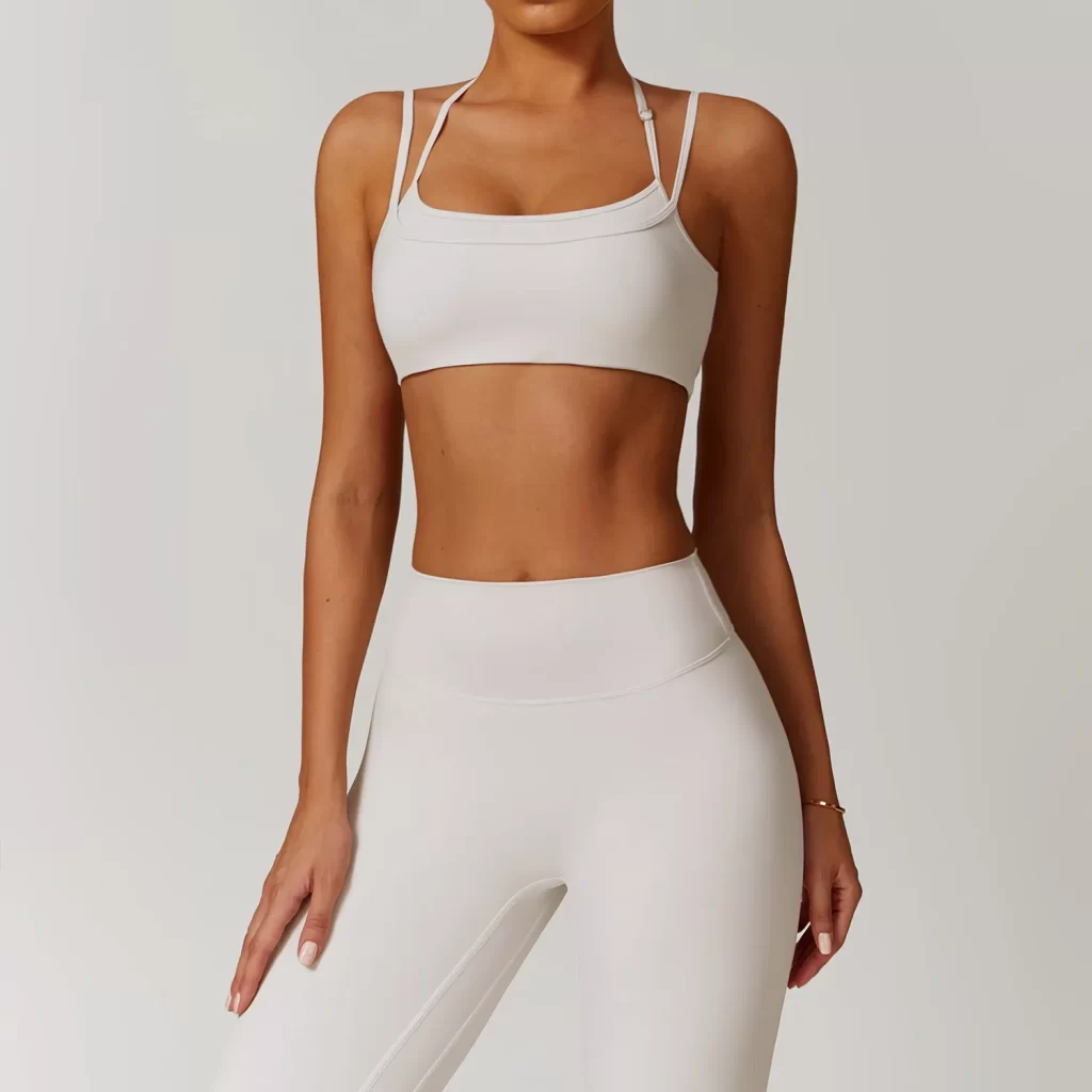 Workout Double Layer Bra Spaghetti Strap Halter Sports Bra