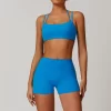 Workout Double Layer Bra Spaghetti Strap Halter Sports Bra