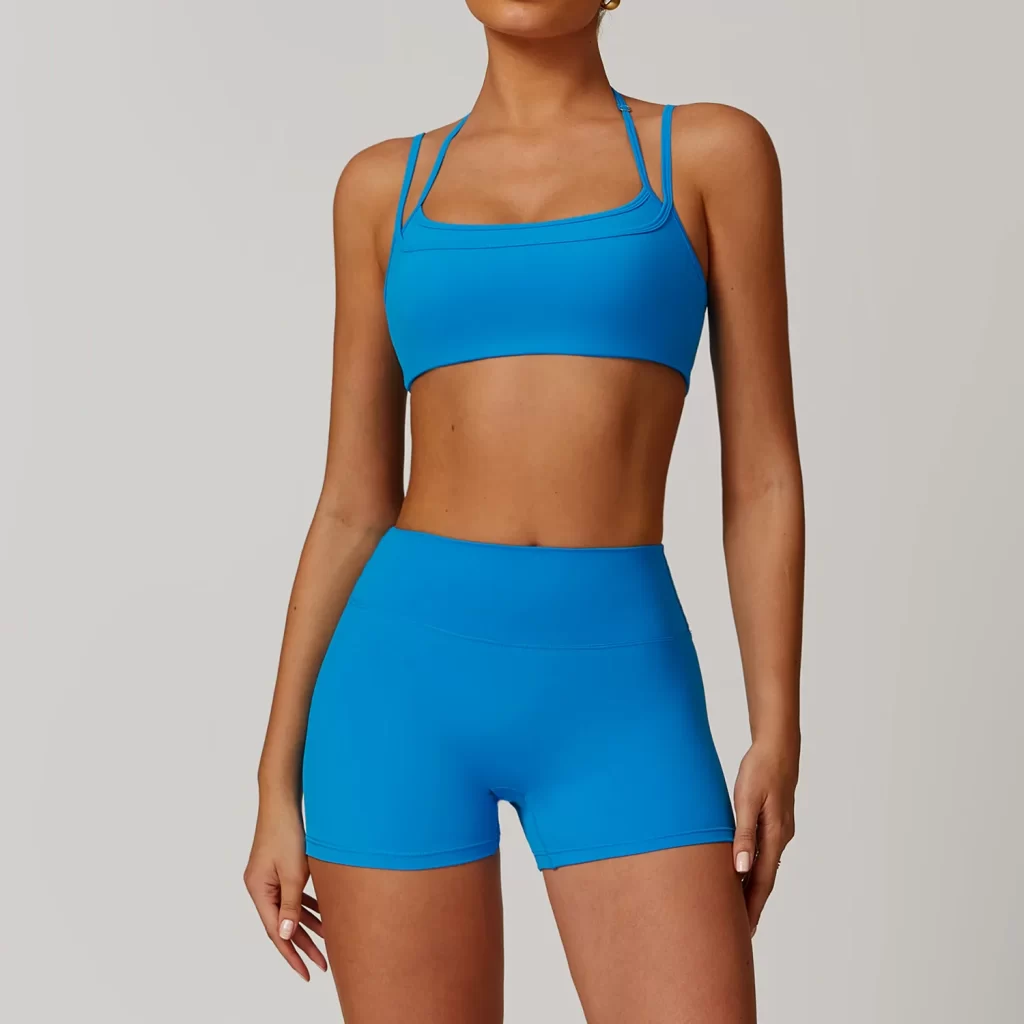 Workout Double Layer Bra Spaghetti Strap Halter Sports Bra