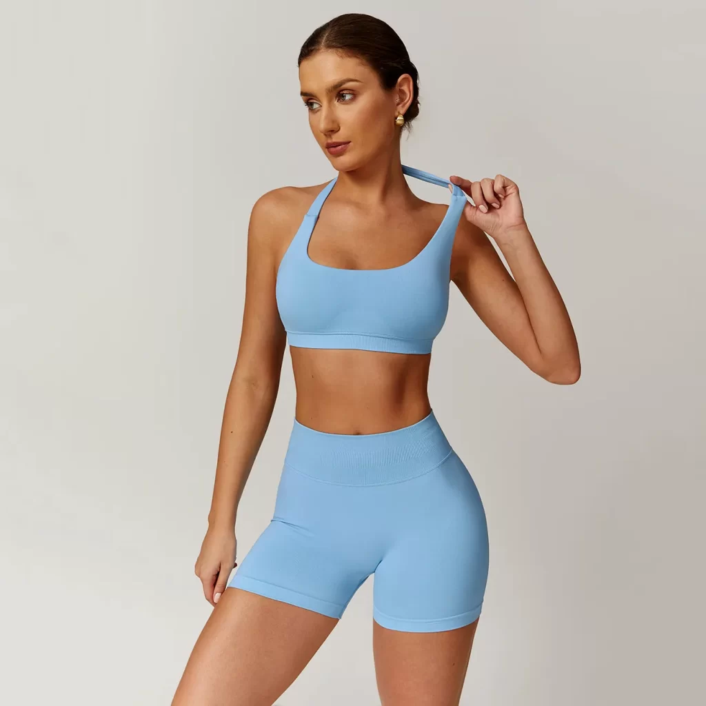 Halter Sports Bra Seamless Workout Padded Crop Tops women's workout wear exercise clothing
