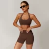 Halter Sports Bra Seamless Workout Padded Crop Tops women's workout wear exercise clothing