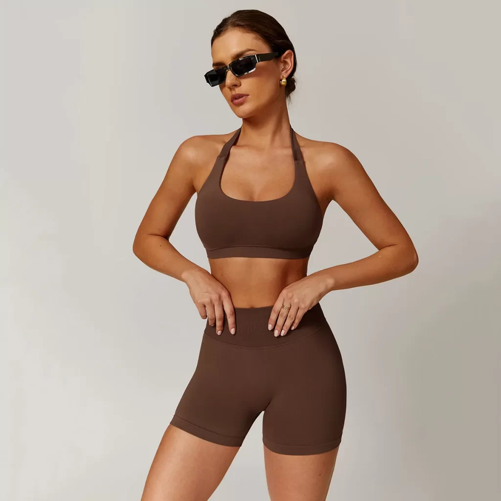 Halter Sports Bra Seamless Workout Padded Crop Tops women's workout wear exercise clothing