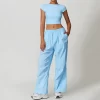 Womens Short Sleeve Crop Top Workout Yoga Cute Basic Tee