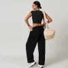 Womens Short Sleeve Crop Top Workout Yoga Cute Basic Tee
