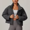 Women's Crop Short Jacket Cropped Lightweight Puffer Coat plus workout sets wholesale gym clothes spark gym