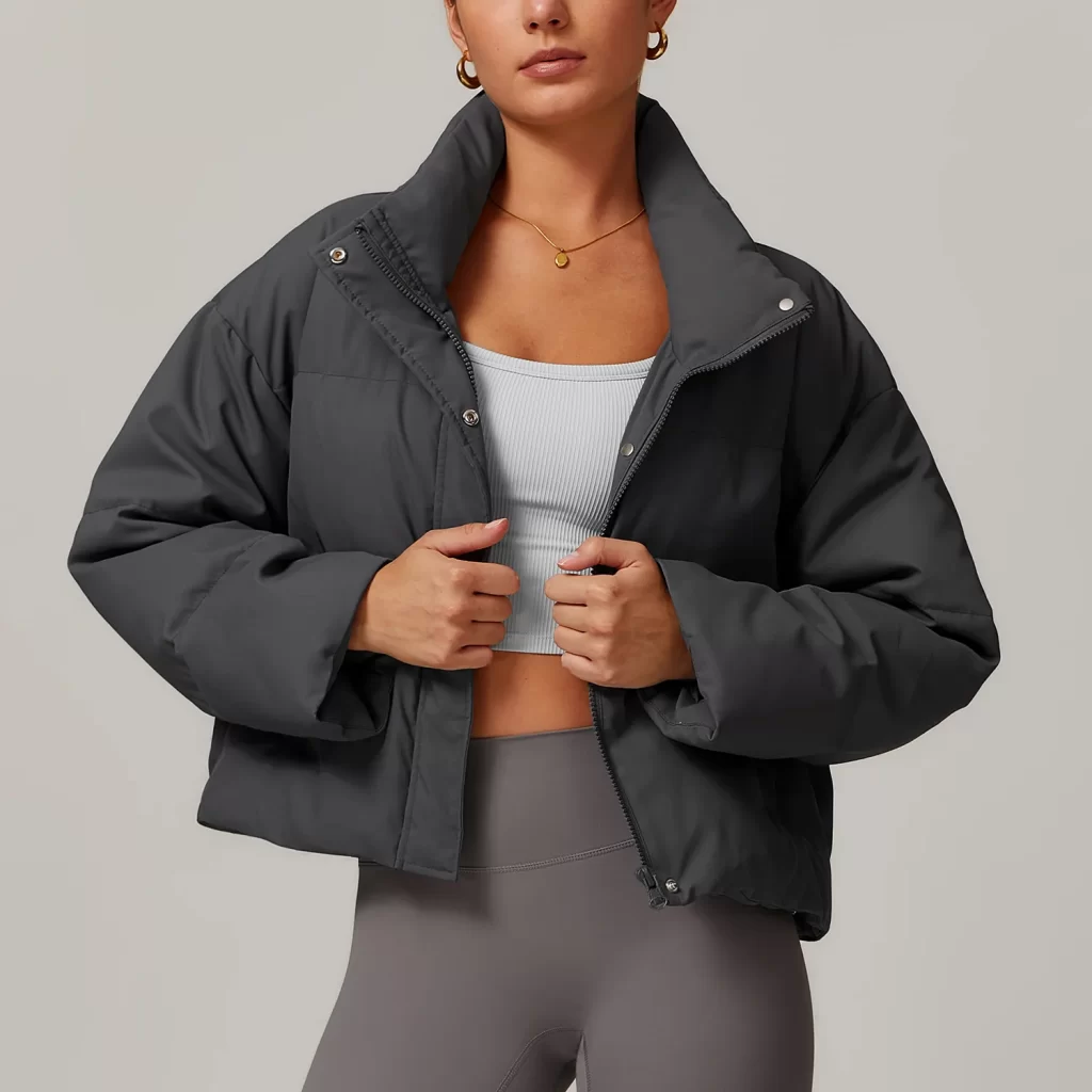Women's Crop Short Jacket Cropped Lightweight Puffer Coat plus workout sets wholesale gym clothes spark gym