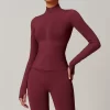 Seamless Wholesale Clothing Cropped Zip Up Workout Jacket athletic wear suppliers