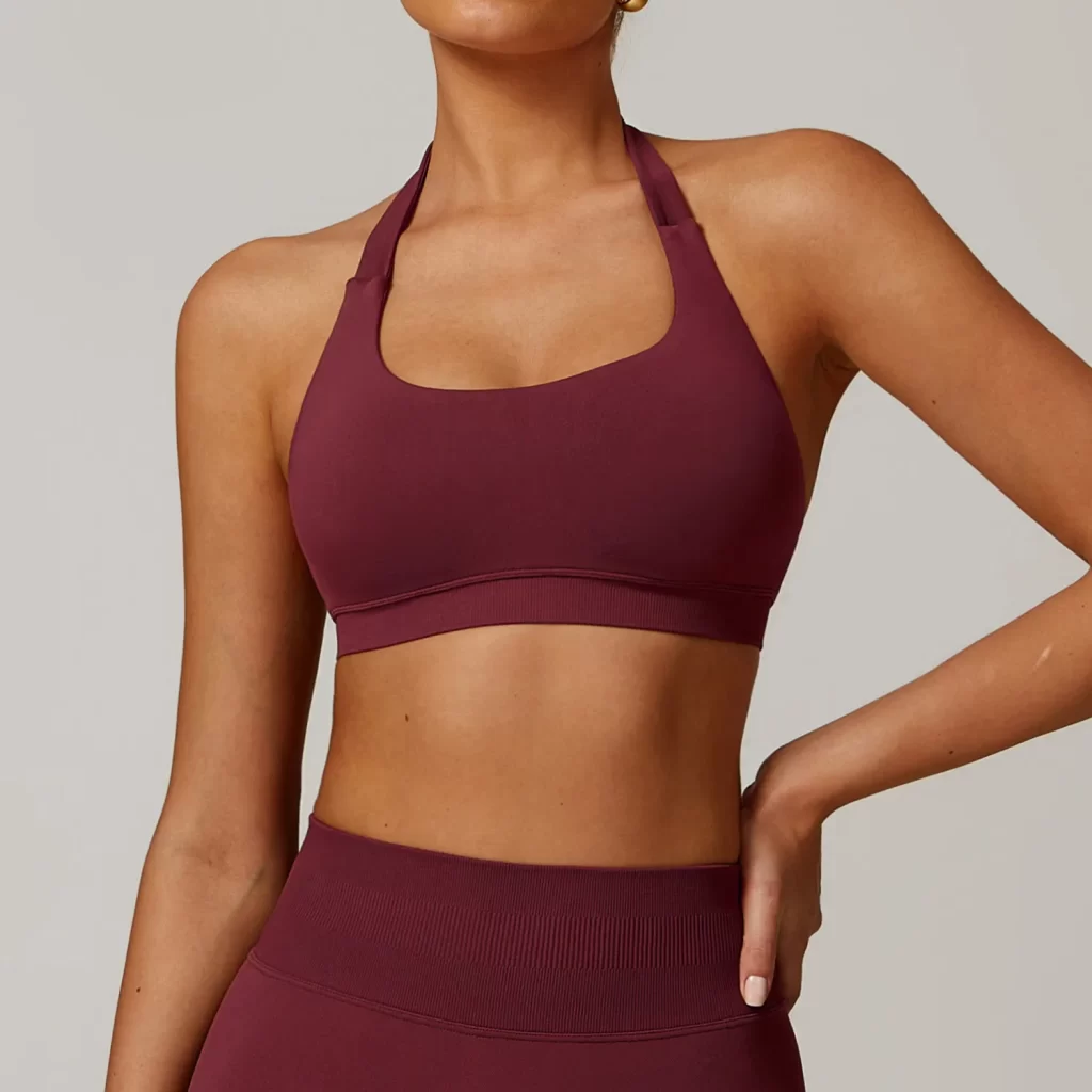 Halter Sports Bra Seamless Workout Padded Crop Tops women's workout wear exercise clothing