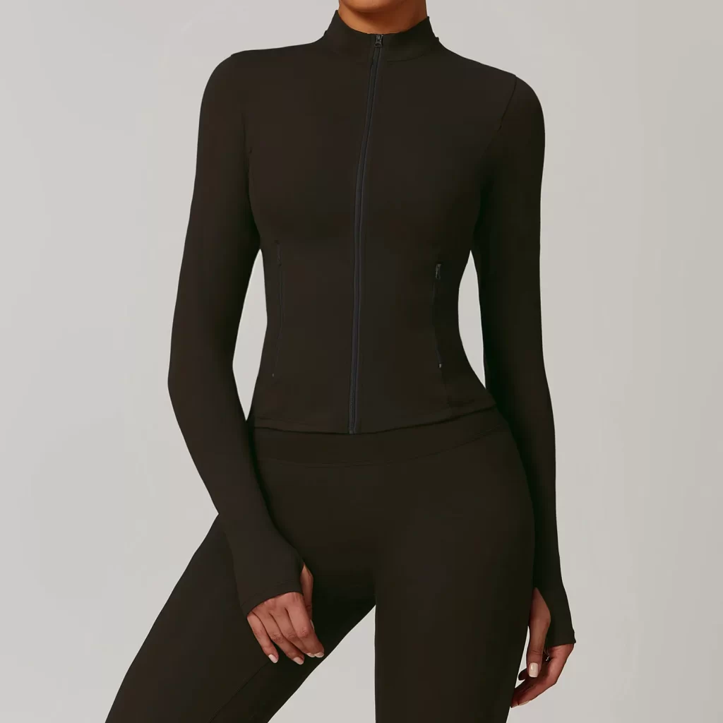Private Label Women's Clothing Athletic Full Zip Workout Jacket