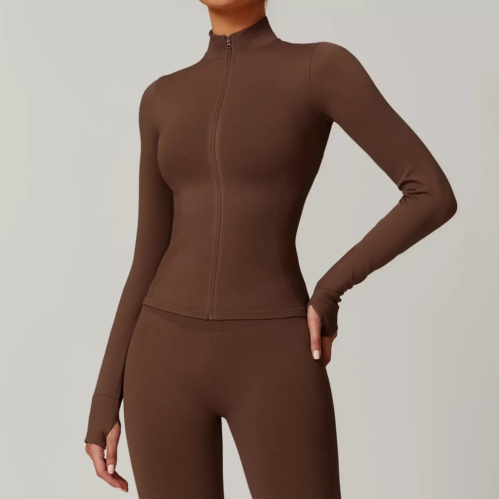 Seamless Wholesale Clothing Cropped Zip Up Workout Jacket athletic wear suppliers