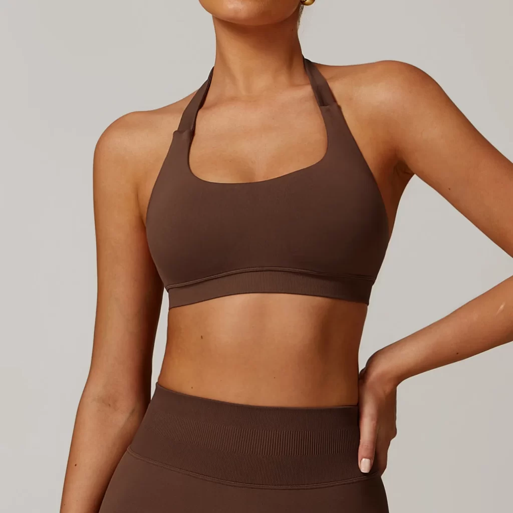 Halter Sports Bra Seamless Workout Padded Crop Tops women's workout wear exercise clothing