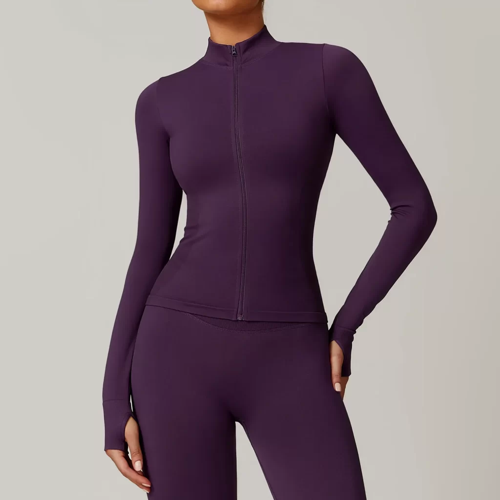 Seamless Wholesale Clothing Cropped Zip Up Workout Jacket athletic wear suppliers