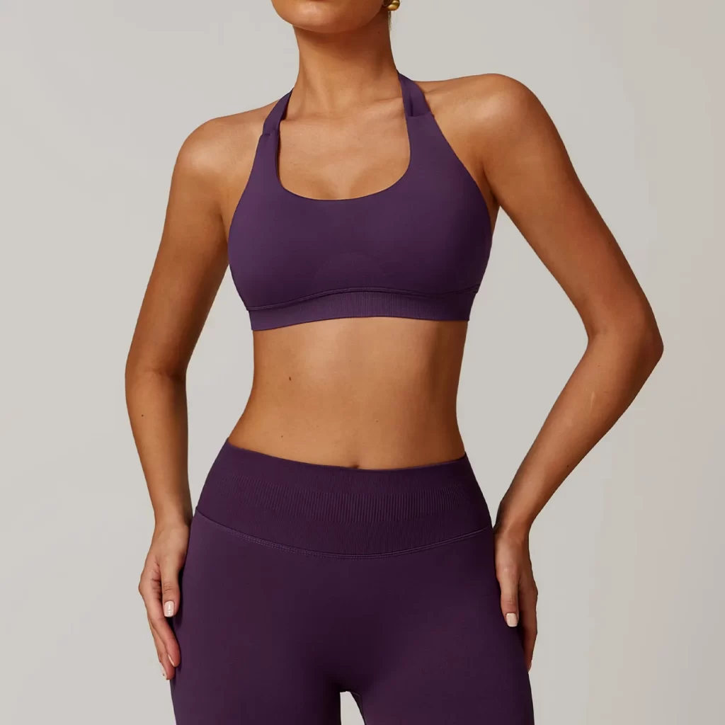 Halter Sports Bra Seamless Workout Padded Crop Tops women's workout wear exercise clothing