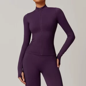 Seamless Wholesale Clothing Cropped Zip Up Workout Jacket athletic wear suppliers