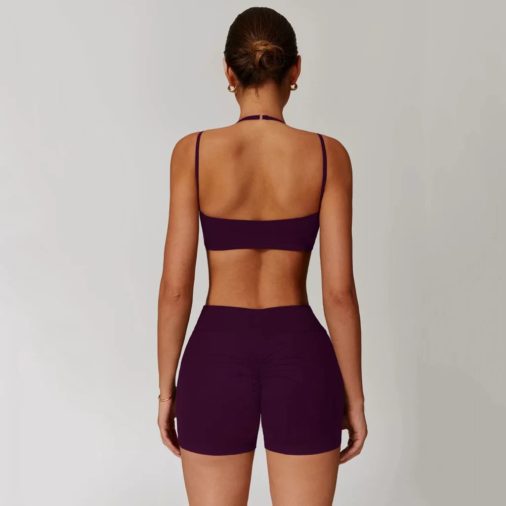 Workout Double Layer Bra Spaghetti Strap Halter Sports Bra