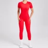 One Piece Yoga Jumpsuit Open Back Short Sleeve Jumpsuit