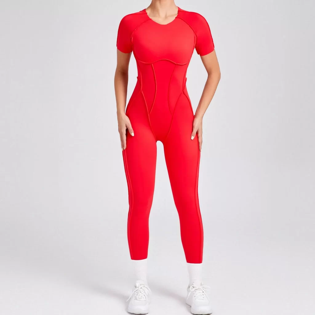 One Piece Yoga Jumpsuit Open Back Short Sleeve Jumpsuit