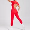 One Piece Yoga Jumpsuit Open Back Short Sleeve Jumpsuit