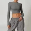 Womens Long Sleeve Shirts Workout Yoga Basic Crop Tops Custom Athletic Wear