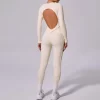 One Piece Workout Suit Open Back Long Sleeve Jumpsuit