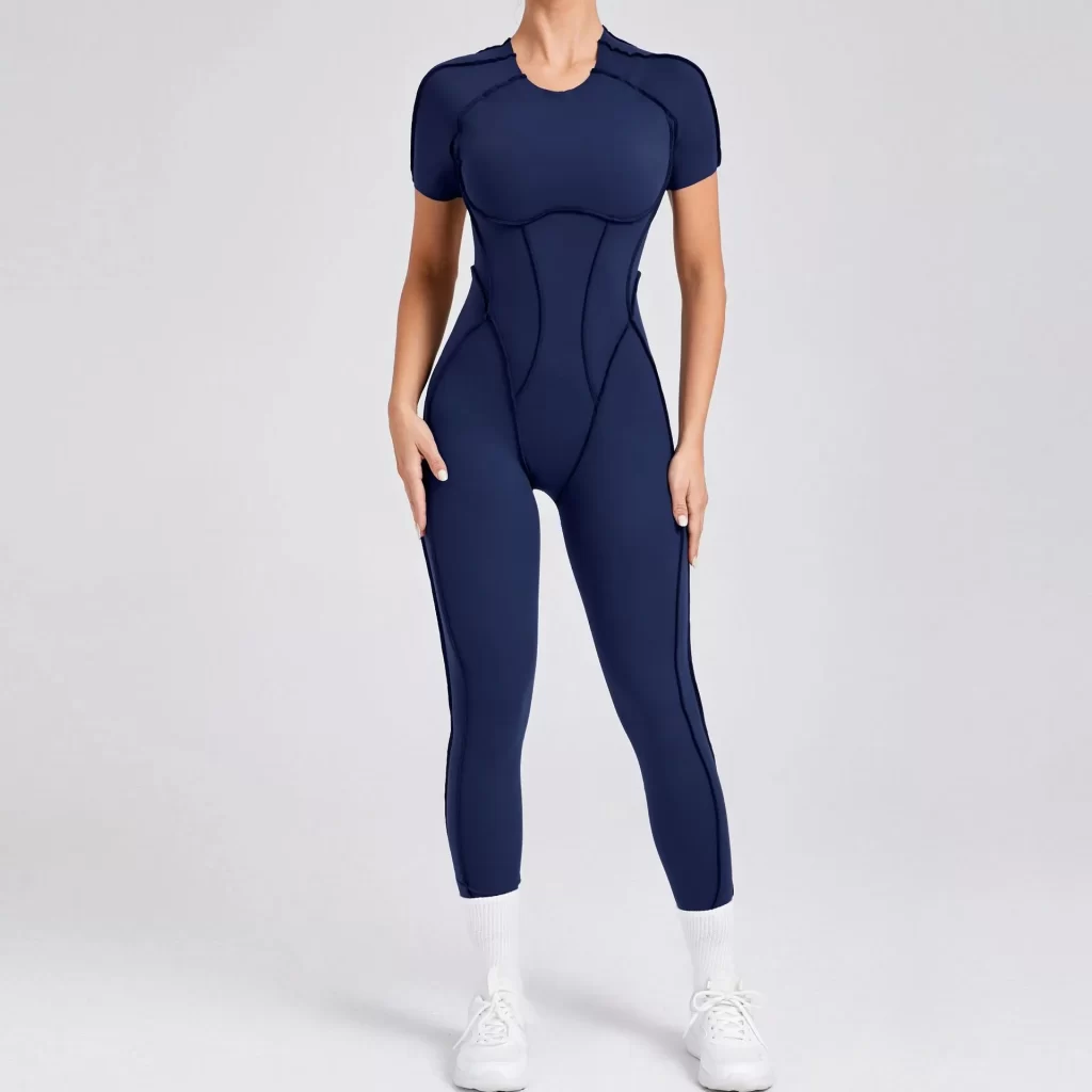 One Piece Yoga Jumpsuit Open Back Short Sleeve Jumpsuit
