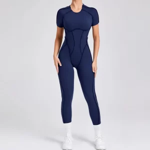 One Piece Yoga Jumpsuit Open Back Short Sleeve Jumpsuit