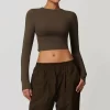 Womens Long Sleeve Shirts Workout Yoga Basic Crop Tops Custom Athletic Wear
