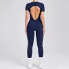 One Piece Yoga Jumpsuit Open Back Short Sleeve Jumpsuit