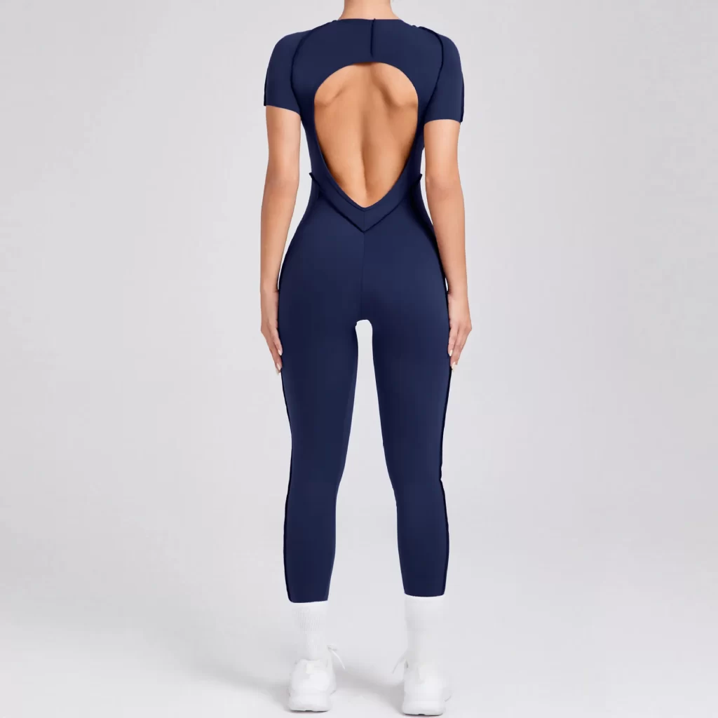 One Piece Yoga Jumpsuit Open Back Short Sleeve Jumpsuit