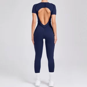 One Piece Yoga Jumpsuit Open Back Short Sleeve Jumpsuit