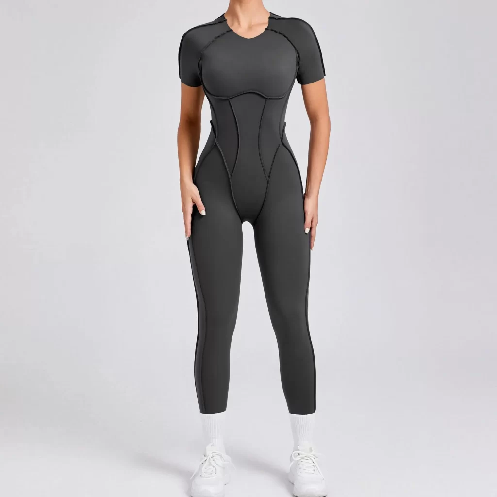 One Piece Yoga Jumpsuit Open Back Short Sleeve Jumpsuit