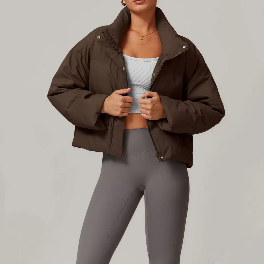 Women's Crop Short Jacket Cropped Lightweight Puffer Coat plus workout sets wholesale gym clothes spark gym