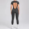 One Piece Yoga Jumpsuit Open Back Short Sleeve Jumpsuit