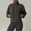 Women Polar Fleece Cropped Jacket Stand Collar Winter Coat
