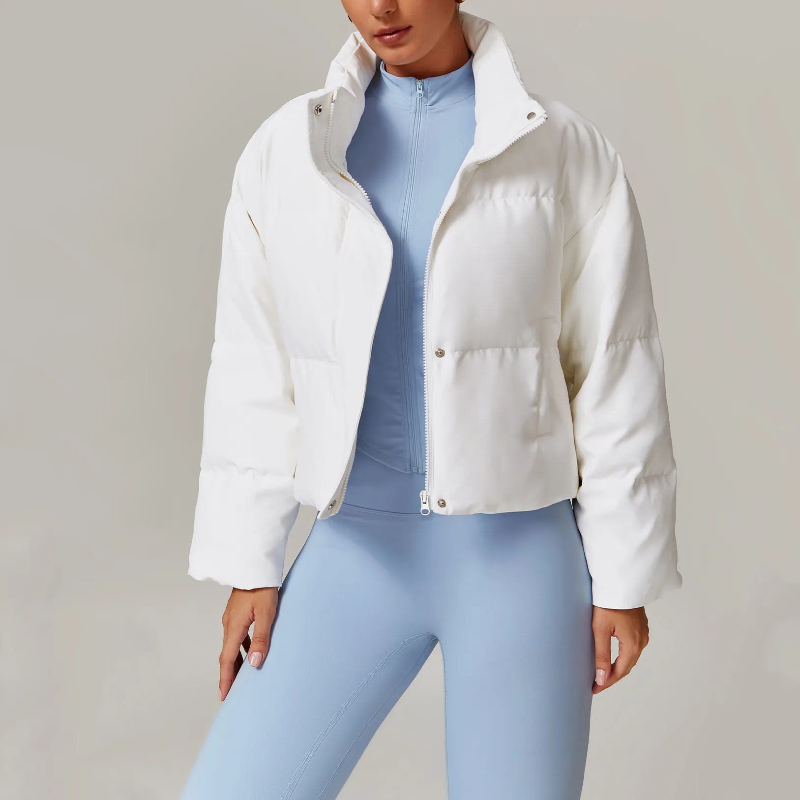Women's Crop Short Jacket Cropped Lightweight Puffer Coat plus workout sets wholesale gym clothes spark gym