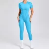 One Piece Yoga Jumpsuit Open Back Short Sleeve Jumpsuit