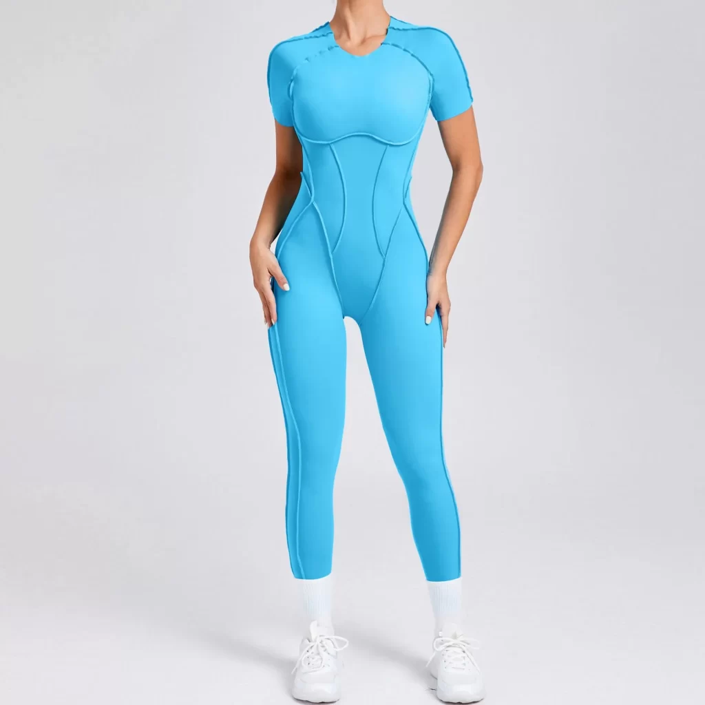 One Piece Yoga Jumpsuit Open Back Short Sleeve Jumpsuit
