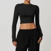 Womens Long Sleeve Shirts Workout Yoga Basic Crop Tops Custom Athletic Wear