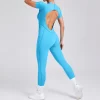 One Piece Yoga Jumpsuit Open Back Short Sleeve Jumpsuit