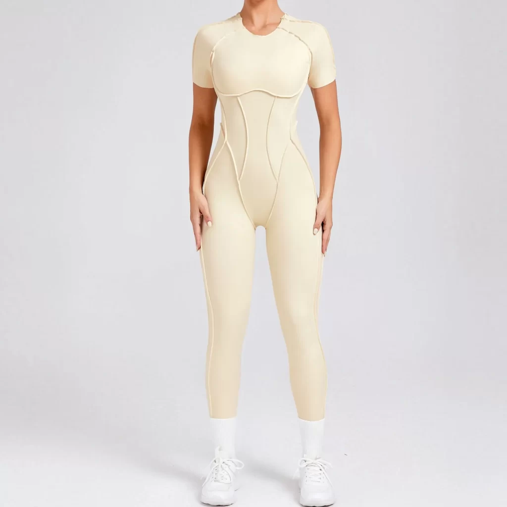 One Piece Yoga Jumpsuit Open Back Short Sleeve Jumpsuit